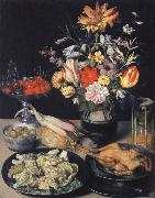 Georg Flegel Style life table with flowers, Essuaren and Studenglas USA oil painting artist